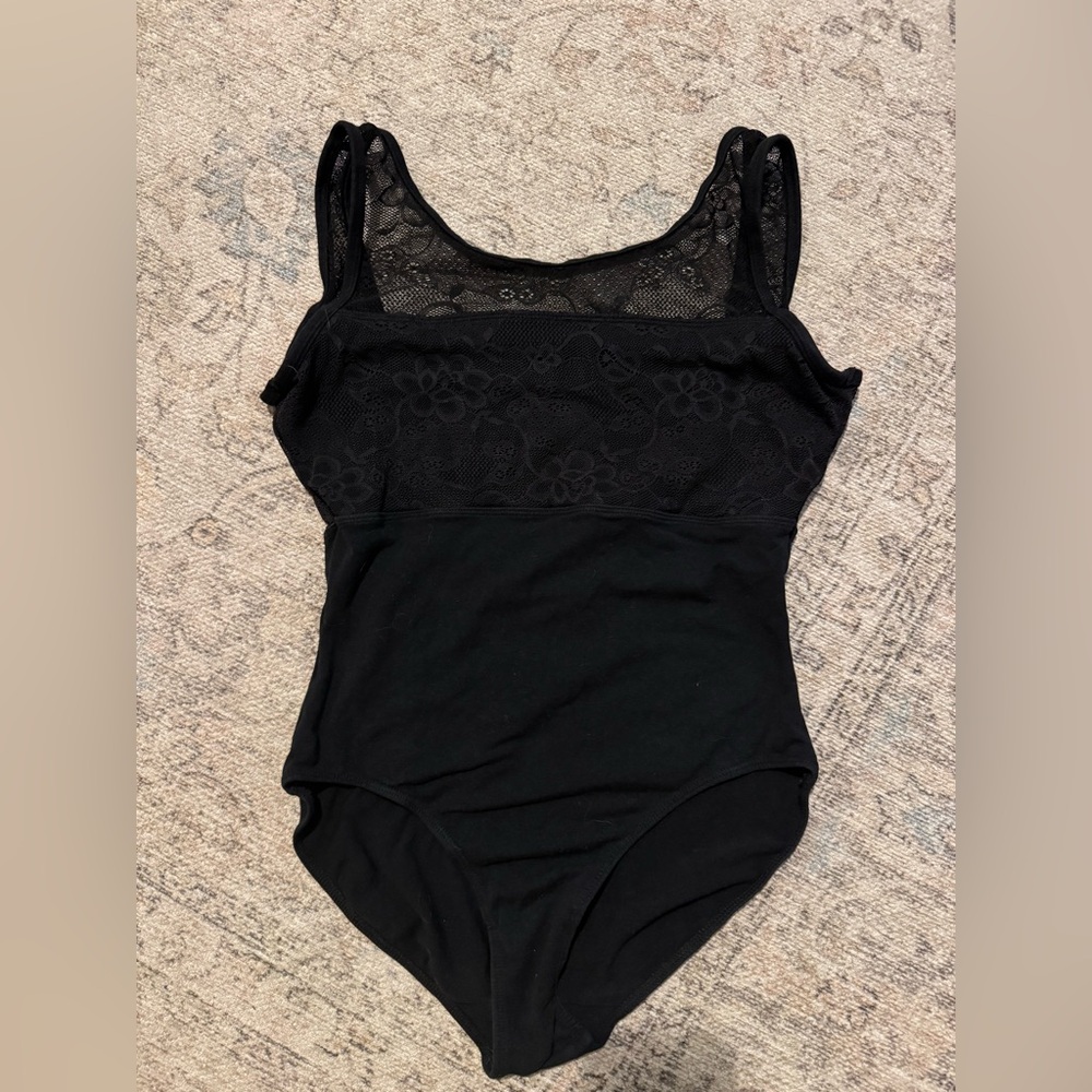 High cut Adult Small Black Leotard